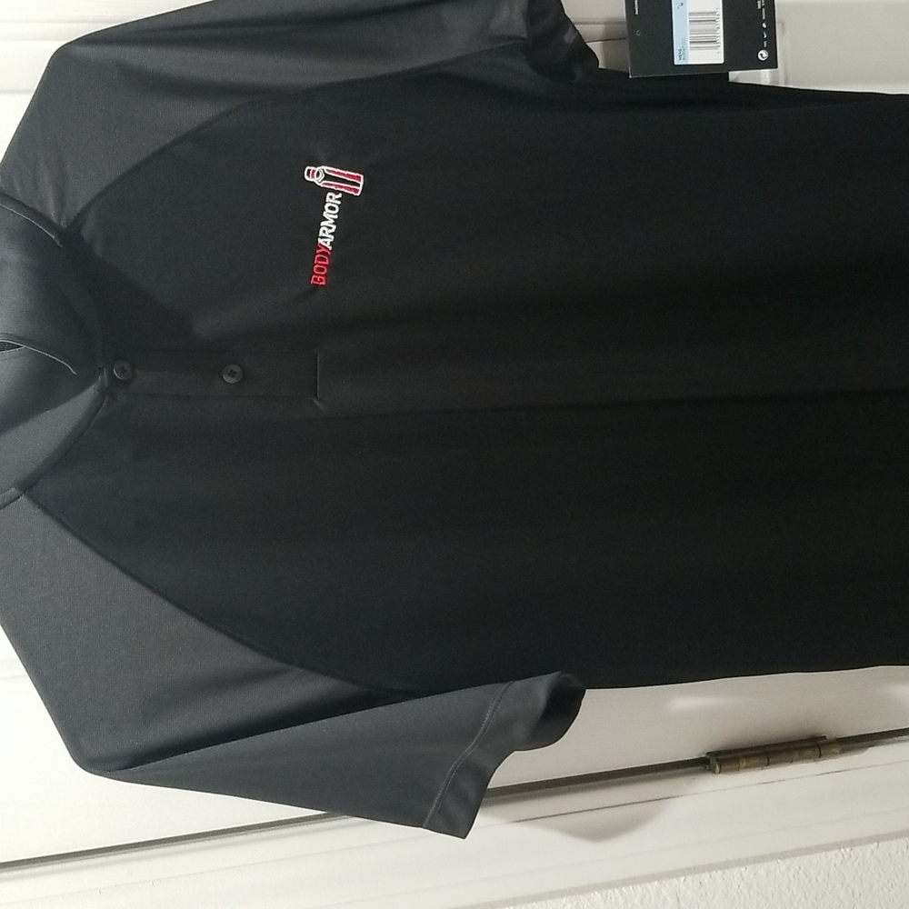 Men's Medium Size Nike Dry Fit Polo button up Shirt Twotone Black Grey Sleeves